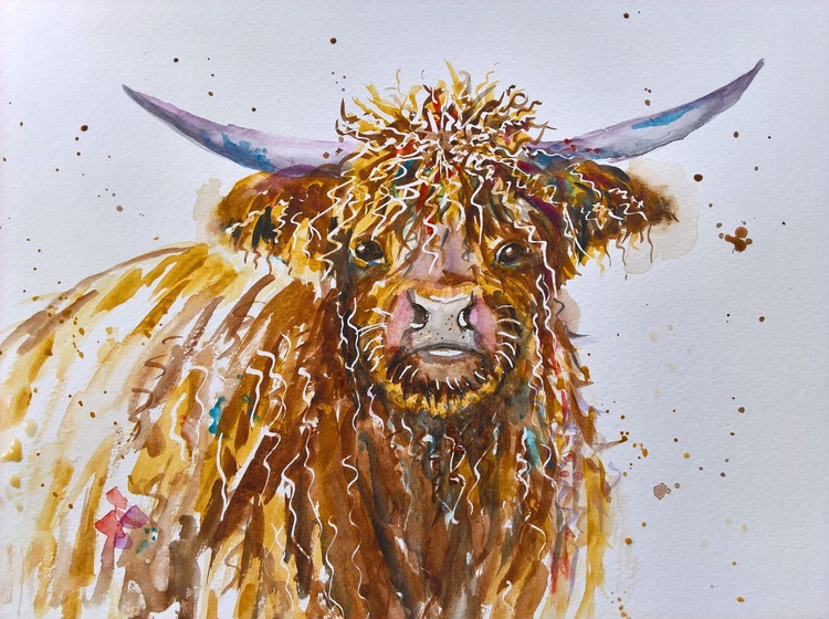 Highland Cow Bearded Bull By Marjansart Artfinder
