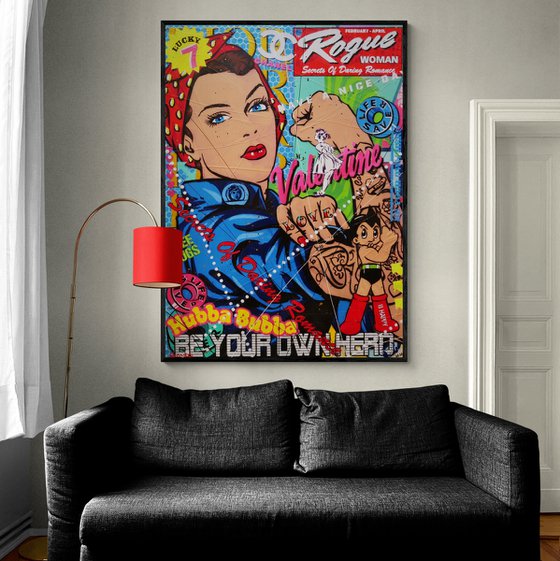 Rogue Hero Rosie 140cm x 100cm Rosie The Riveter Textured Urban Pop Art