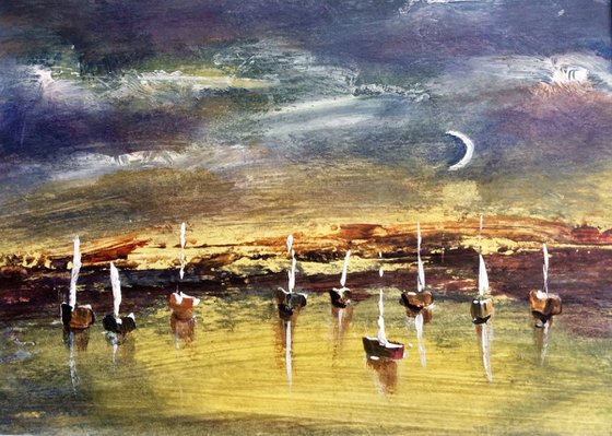 GOLDEN SAILING     MOUNTED PAINTING