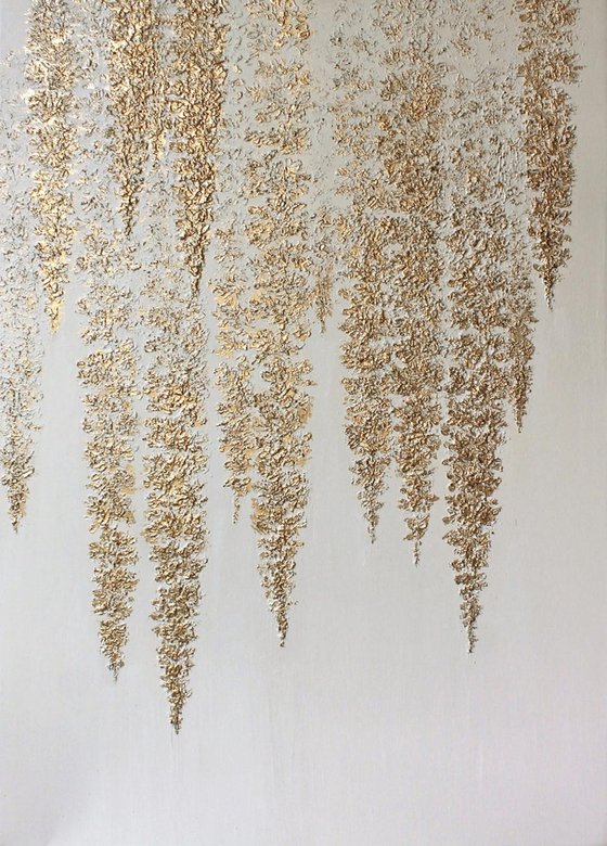 "Gray Wisteria" Gold wisteria abstract art