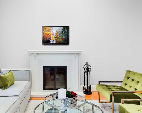 Park and pond in early autumn