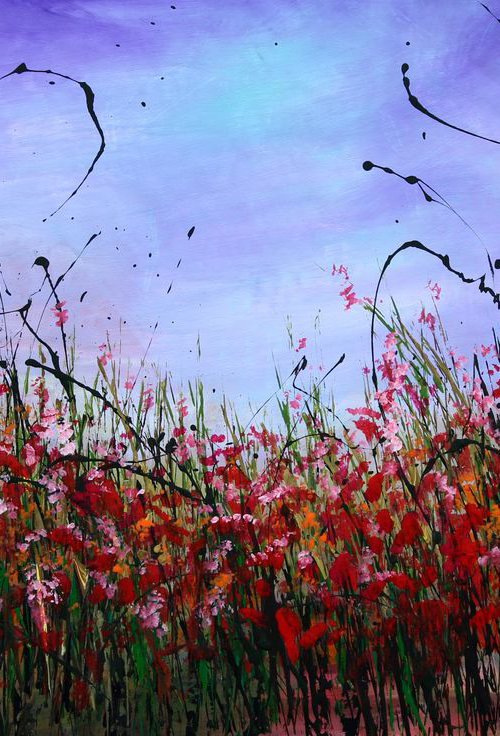 There It Is #2 - Large 123 cm x 78 cm -Original abstract floral painting by Cecilia Frigati