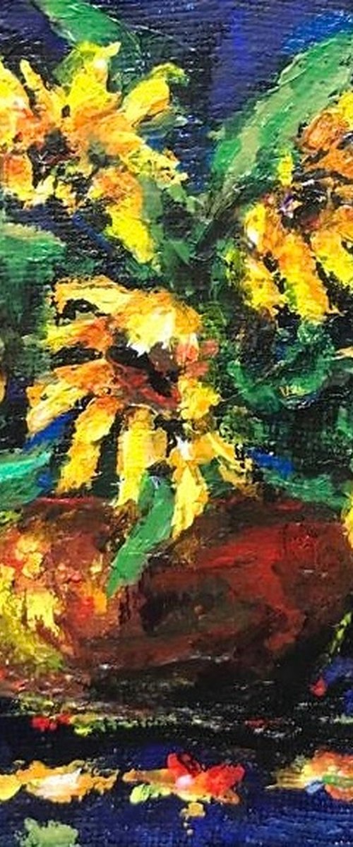 Evening Sunflowers (Miniature) by Olga McNamara BiennaleArtist
