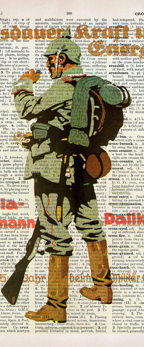 Kola-Dallmann Dallkolat - Collage Art Print on Large Real English Dictionary Vintage Book Page by Jakub DK - JAKUB D KRZEWNIAK