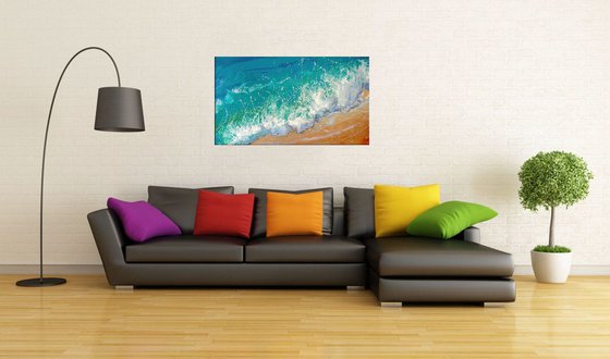 47.2” “Turquoise Sea” Seascape Painting