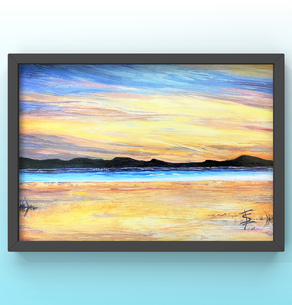 Impressionistic Landscape Oil Painting By Elvira Sesenina, 10 X 7, Sunset, Original Artwork