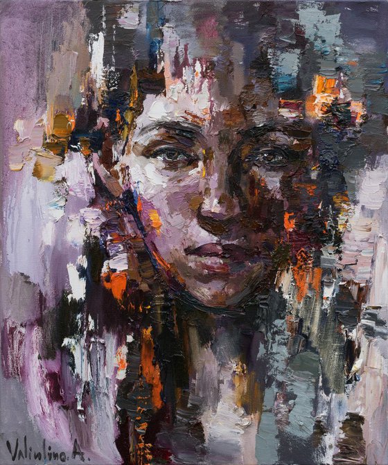 RESERVED for Chris - Abstract female portrait - Original oil painting