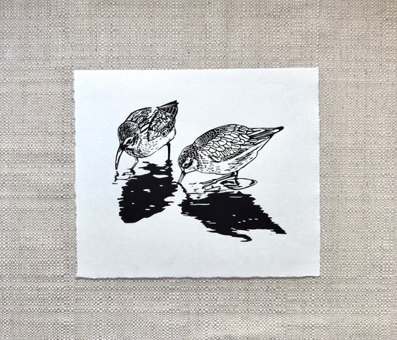 Dunlin Linocut