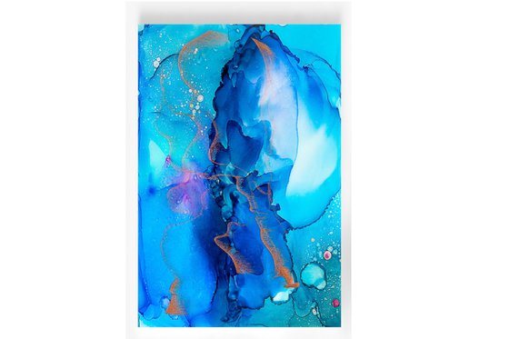Abstract Painting Print Alcohol Ink - Blue Waves I