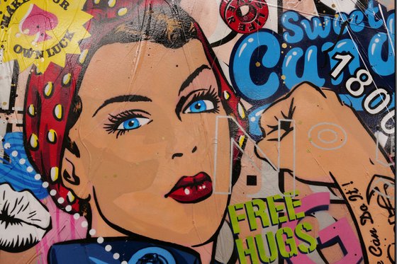 Be Your Own Hero - Rosie 150cm x 250cm Rosie The Riveter Textured Urban Pop Art