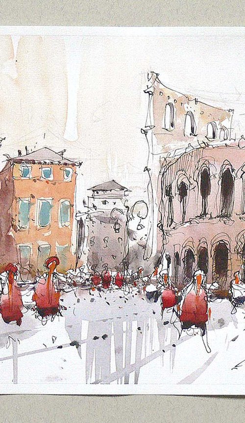 Verona, pen and watercolor. by Marin Victor