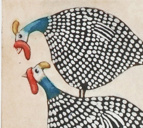 a stack of Guinea Hens