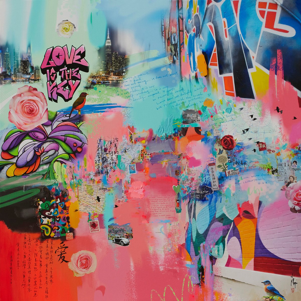 Abstract Painting By Xiaoyang Galas, 31 X 31", Love Is The Key Ii, Original Artwork