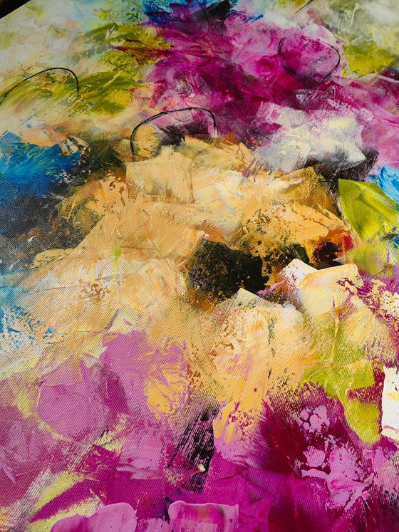 "Summer Feelings" from "Colours of Summer" collection, XXL abstract flower painting