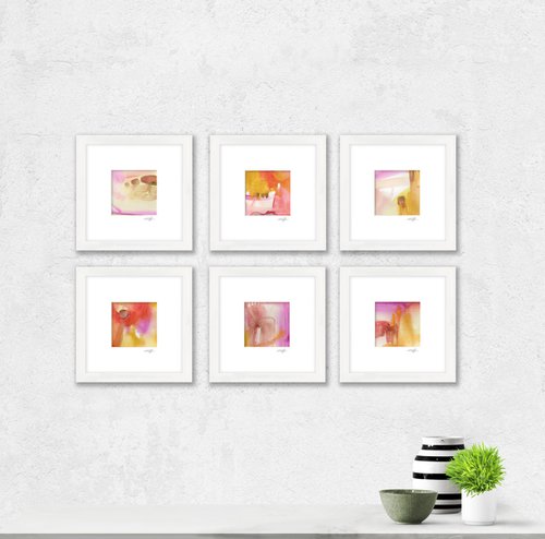 Lullaby Collection 4 - Set of 6 Abstract Paintings in Mats by Kathy Morton Stanion by Kathy Morton Stanion