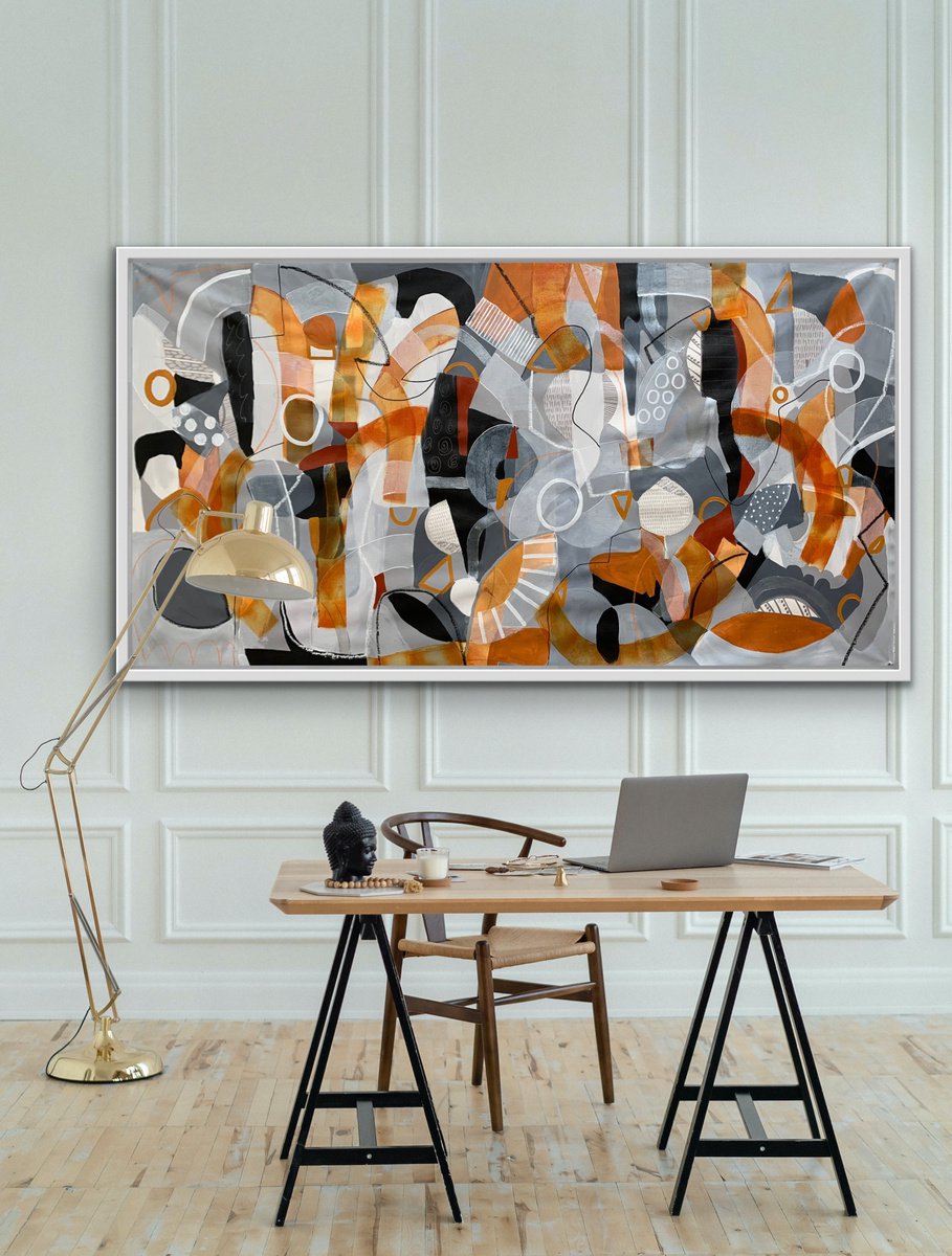 Organic Abstract Painting By Rashna Hackett, 72 X 37", Trying To Articulate, Original Artwork