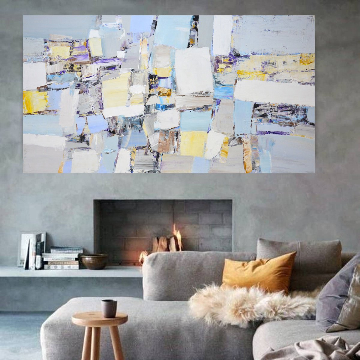 Abstract Acrylic Painting By Iryna Kastsova, 51 X 28, Abstraction Madrid., Original Artwork