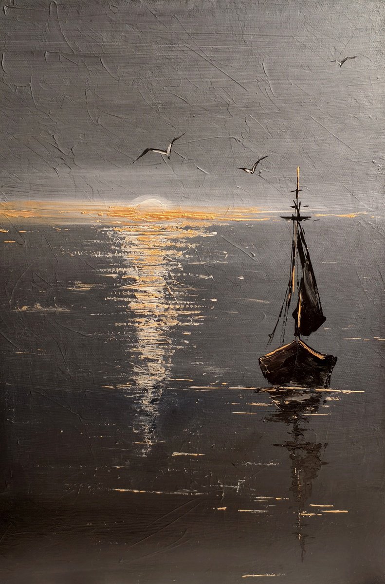 Expressive Landscape Acrylic Painting By Elena Kraft, 16 X 24, When The Light Comes, Original Artwork