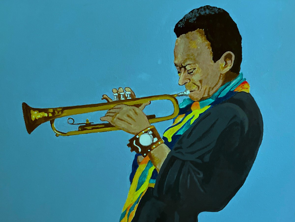 Portrait Acrylic Painting By Andrew Sabori, 20 X 16, Miles Davis, Original Artwork