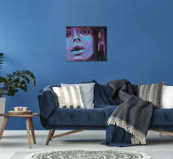 Electric Blue Female Portrait — Striking