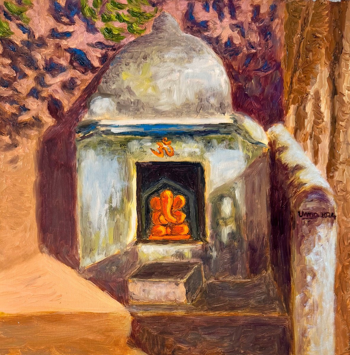 Ancient Ganesha under a tree by Uma Krishnamoorthy