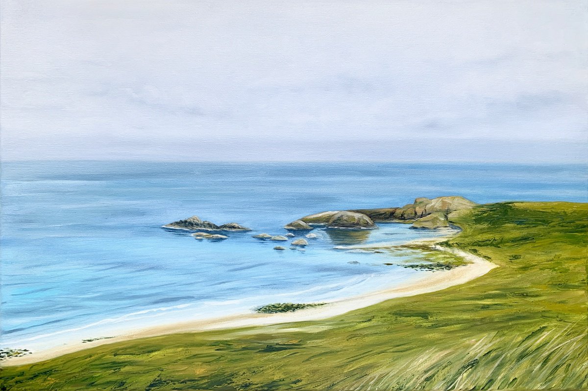 Impressionistic Landscape Oil Painting By Tetiana Koda, 24 X 16", Northern Irish Beach, Original Artwork