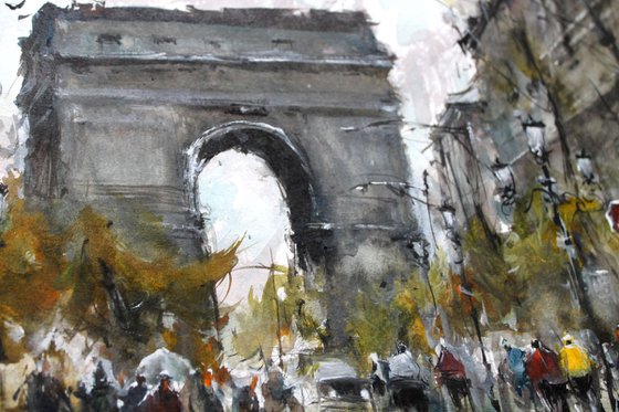Raining at Arc de Triomphe