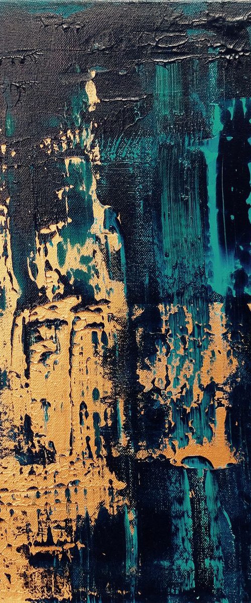 Turquoise/Copper Abstract #186 by Anabel Campbell