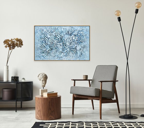 BLUE CORAL. Contemporary Painting with Dimensions