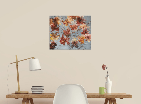 Autumn sky. One of a kind, original painting, handmad work, gift, watercolour art.