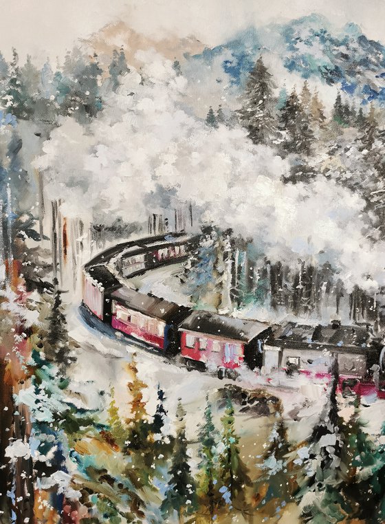 Train Railway Art | Nursery Paintings | Vintage Train Art