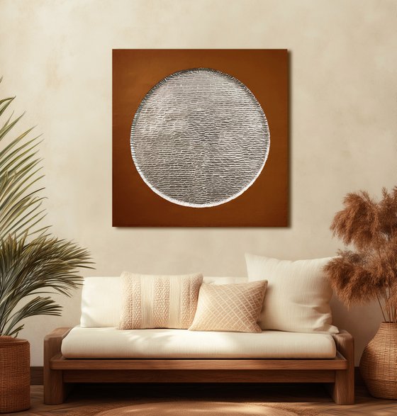 "Copper Mars" Copper silver textured art