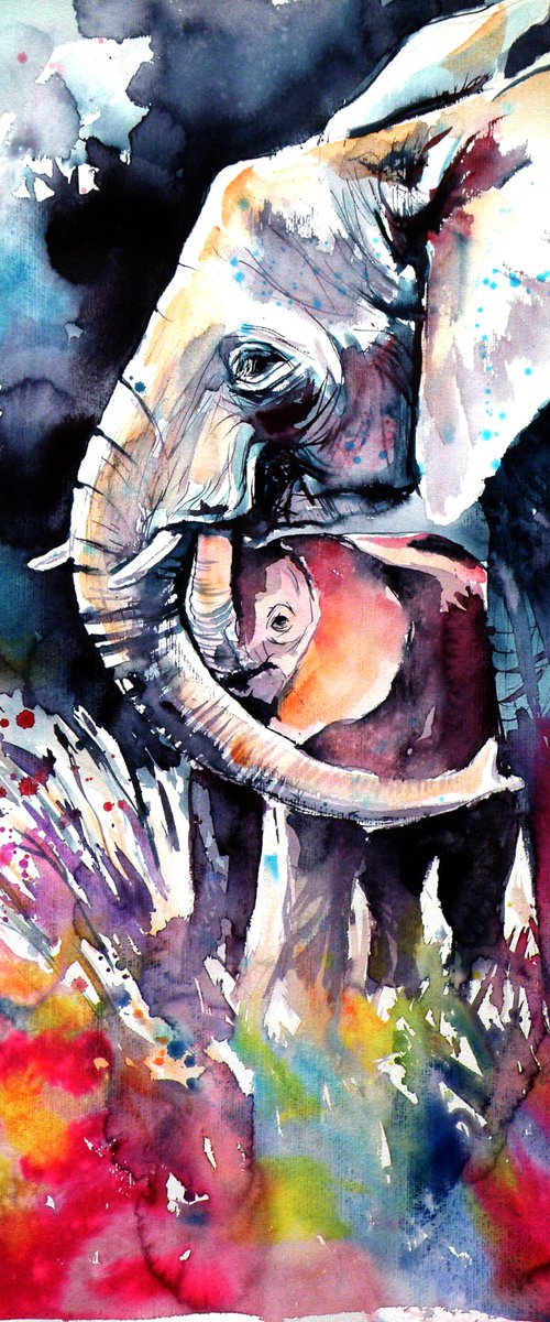 Elephant with baby by Kovács Anna Brigitta