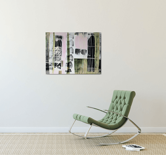 GREEN AND BLACK - Modern Abstract Home Decor Urban art Gift idea