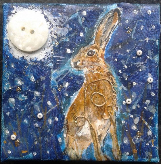 Hare and big moon
