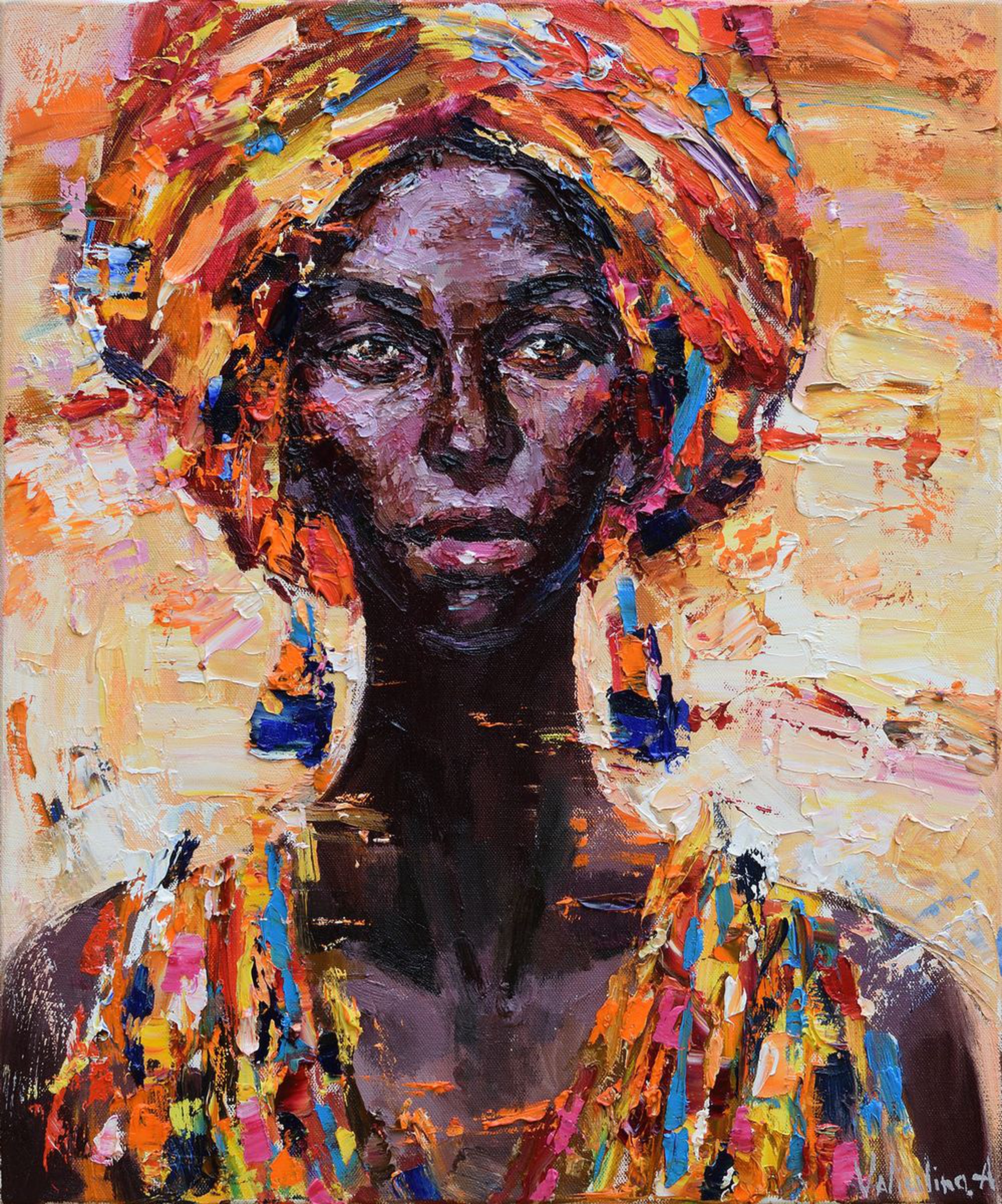 African Woman Portrait Painting 50 X 60 Cm Origi Artfinder