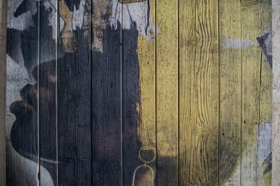 Barn board wood painting.  Art Color Face Vol. 1 - Yellow night
