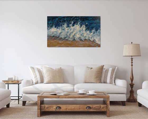 47.2” LARGE Seascape Painting “Waves”