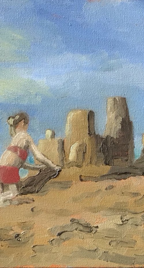 Building Sandcastles painting by Julian Lovegrove Art