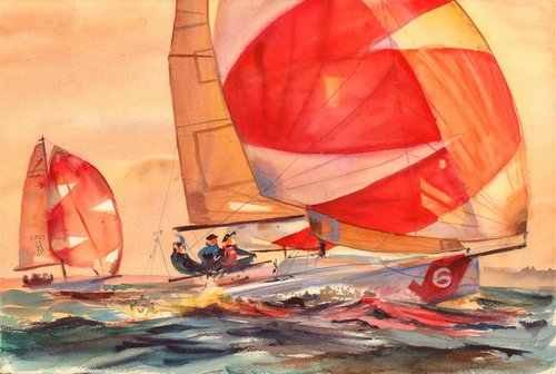 "Golden Sailing Regatta" (yacht racing) by Irina Bibik-Chkolian