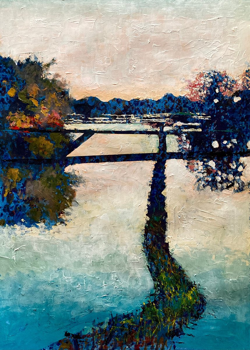 Impressionistic Landscape Acrylic Painting By John Cottee, 22 X 30, Paddy Patterns, Original Artwork