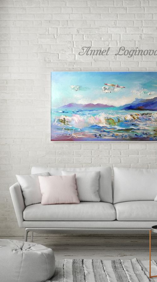 Original Sea Art, Shine Painting Canvas by Annet Loginova