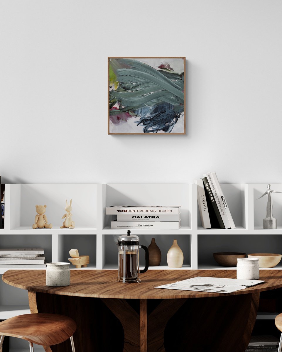 Expressive Abstract Painting By Daniela Schweinsberg, 12 X 12, Herbstgrun Ii, Original Artwork