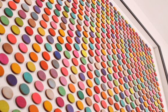 900 Candy Dots original 3D collage Painting
