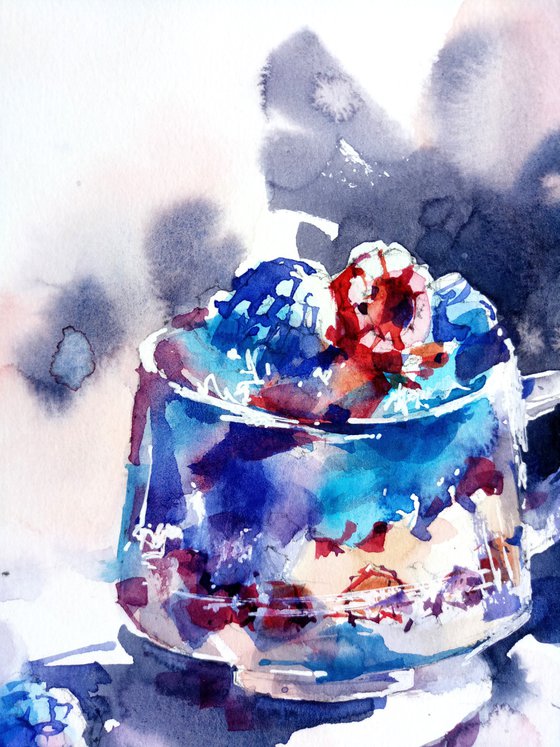 "Summer dessert" watercolor food illustration