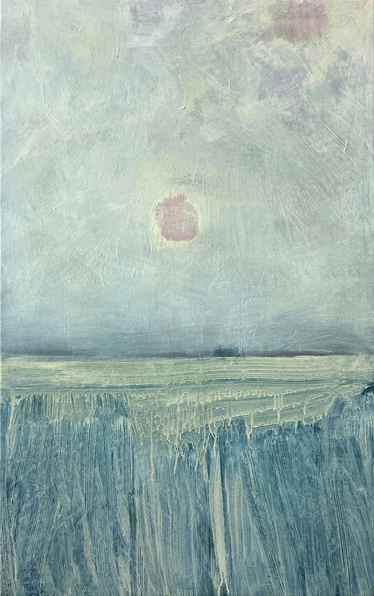 Abstract Landscape Oil Painting By Zakhar Shevchuk, 33 X 53", Eclipse, Original Artwork