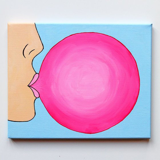 Pop! Large Bubble Gum Bubble Pop Art Painting On Canvas