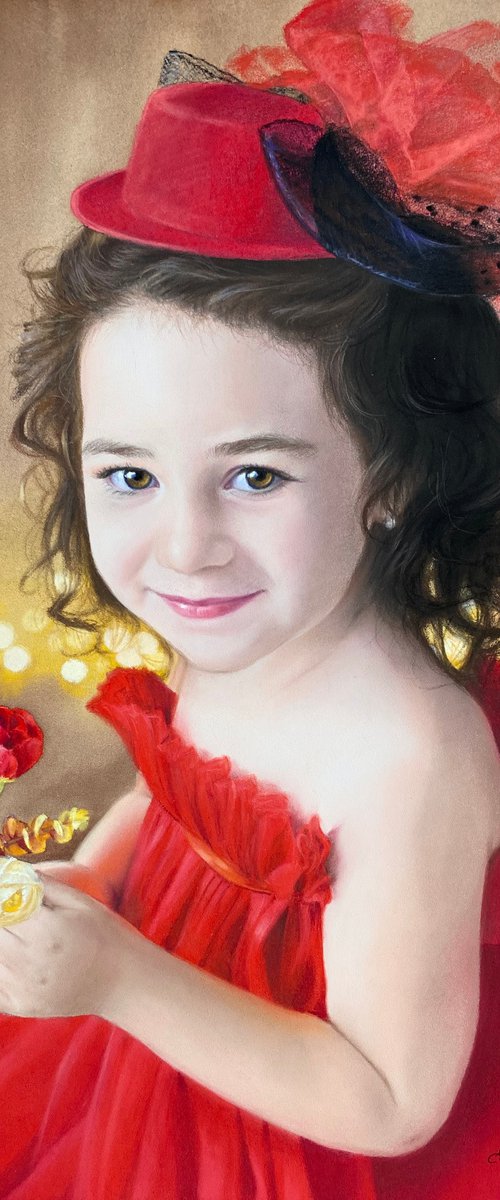 Custom pastel portrait. Portrait of  girl. Portrait from photograph. by Elena Bondarenko