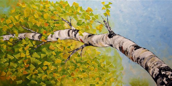 Birch Tree - Large Original Painting 60" x 30"
