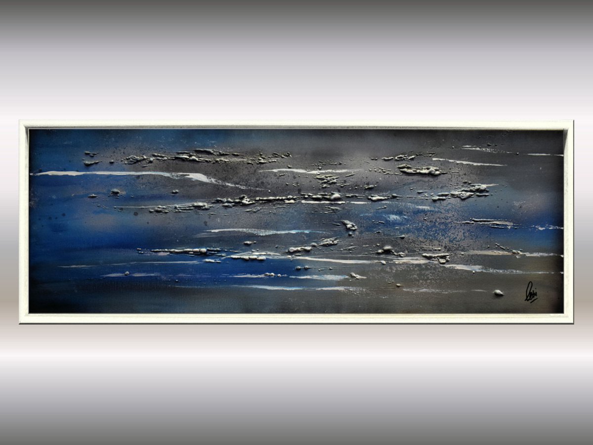 Impressions - Abstract- Painting- Acrylic Canvas Art - Wall Art - Framed Art - Blue Art - by Edelgard Schroer